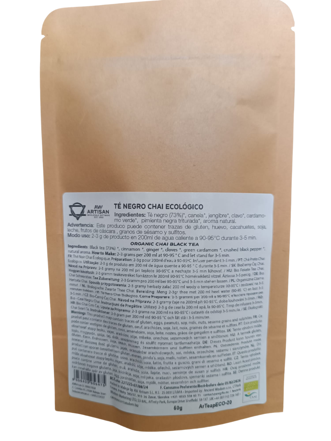 Té Negro Chai Ecológico con Especias Naturales | Chai Bio Aromático