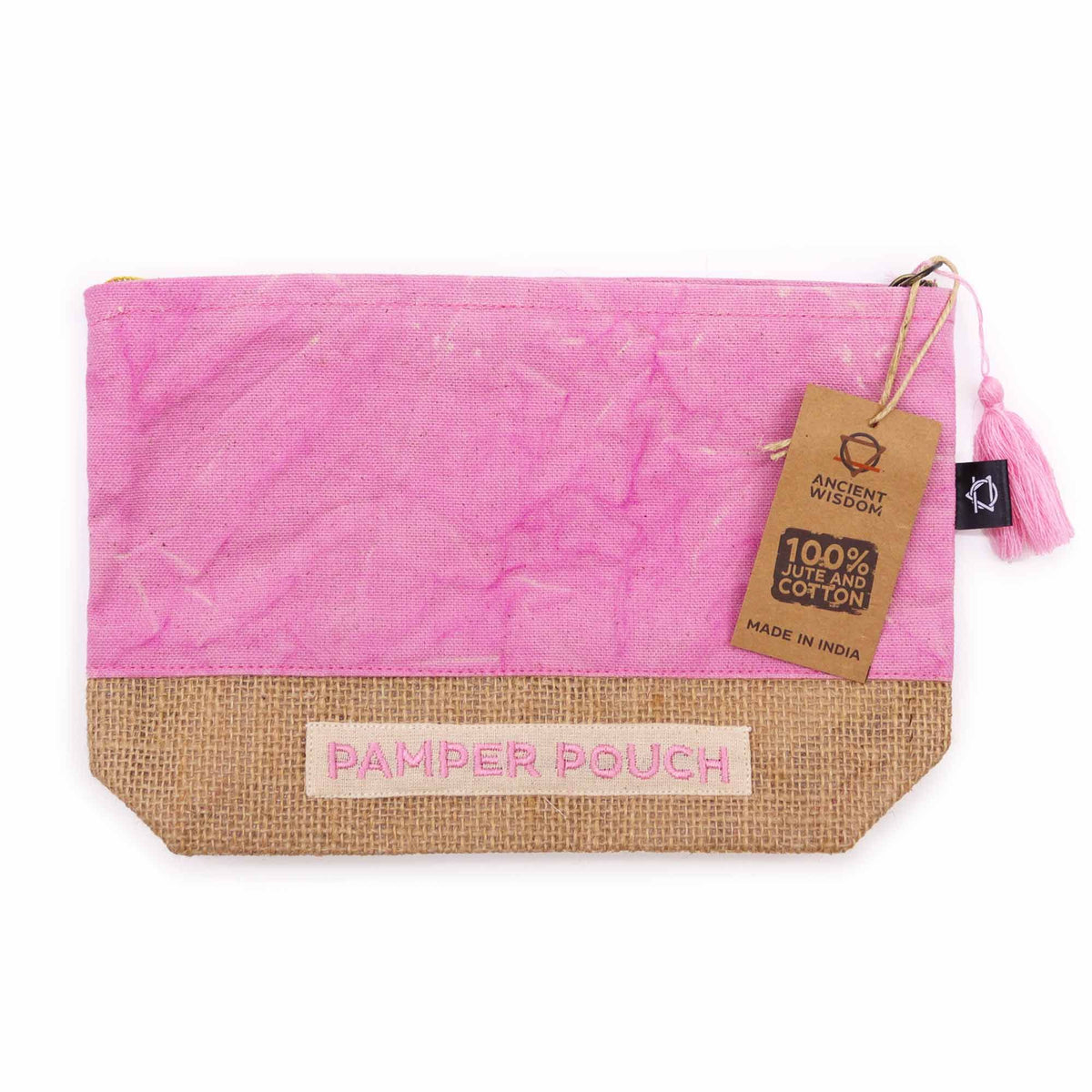 Neceser Natural de Yute y Algodón Rosa