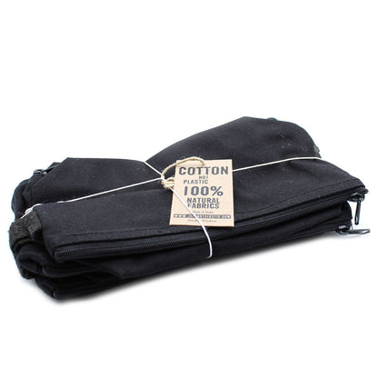 Neceser de algodón negro 10 oz - correa de mano