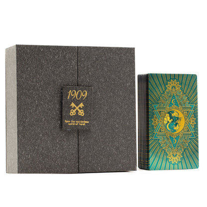Tarjeta de Tarot con Foil en Oro y Turquesa - Conjunto de Regalo