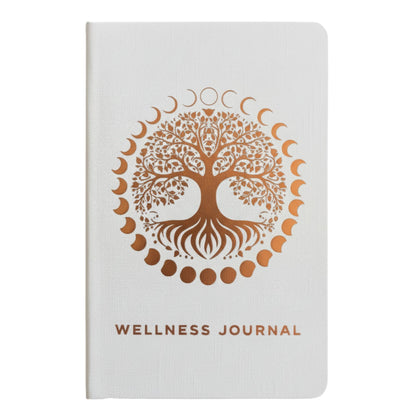 Cuaderno de Bienestar Blanco - 120 páginas - Árbol de la Vida en oro rosado