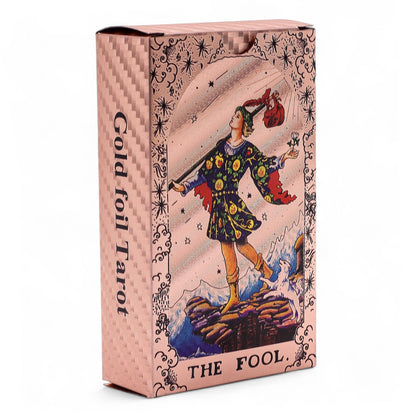 Set de cartas de Tarot con foil en oro rosa - Fase lunar - con folleto