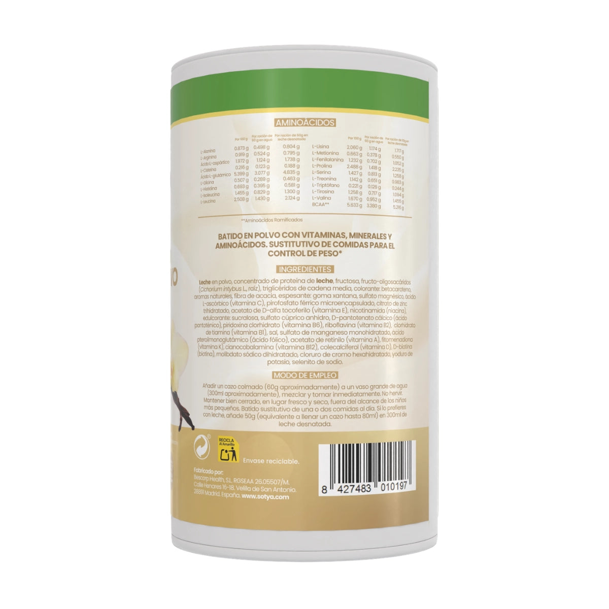 Batido saciante de vainilla 700g Sotya